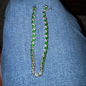 Green and 925 Silver Bracelet